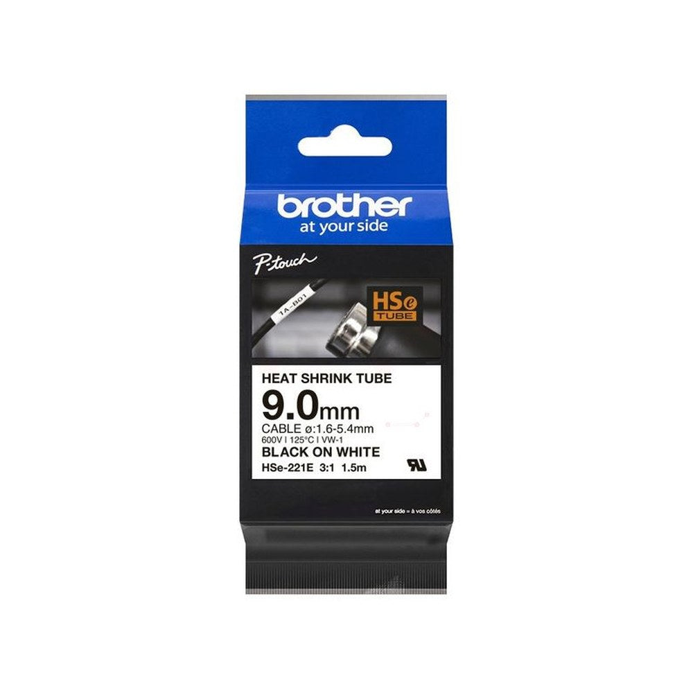 Gaines Thermorétractable d'origines Brother HSE221E - noire, blanche