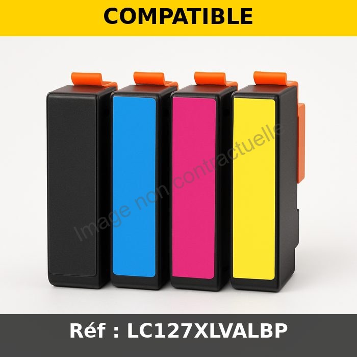 Cartouches compatibles Brother LC127XLVALBP - multipack 4 couleurs : noire, cyan, magenta, jaune