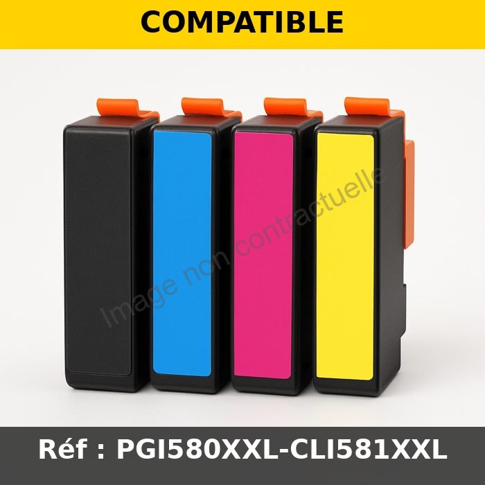Compatibles Canon PGI580XXL-CLI581XXL - Cartouches d'encre Multipack 5 cartouches (PGI-580XXL + CLI-581XX BKCMY)