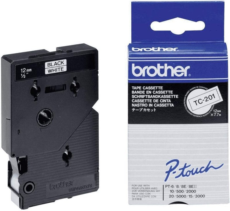 Ruban cassette d'origine Brother TC201A - multipack 10 couleurs : noir, blanc
