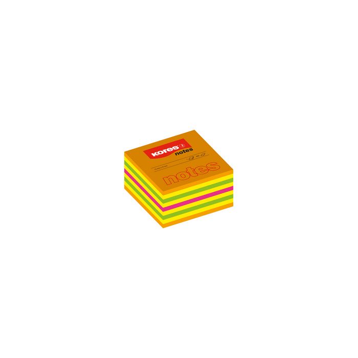Kores Bloc-note cube, 75 x 75 mm, couleurs fluo, 5 couleurs