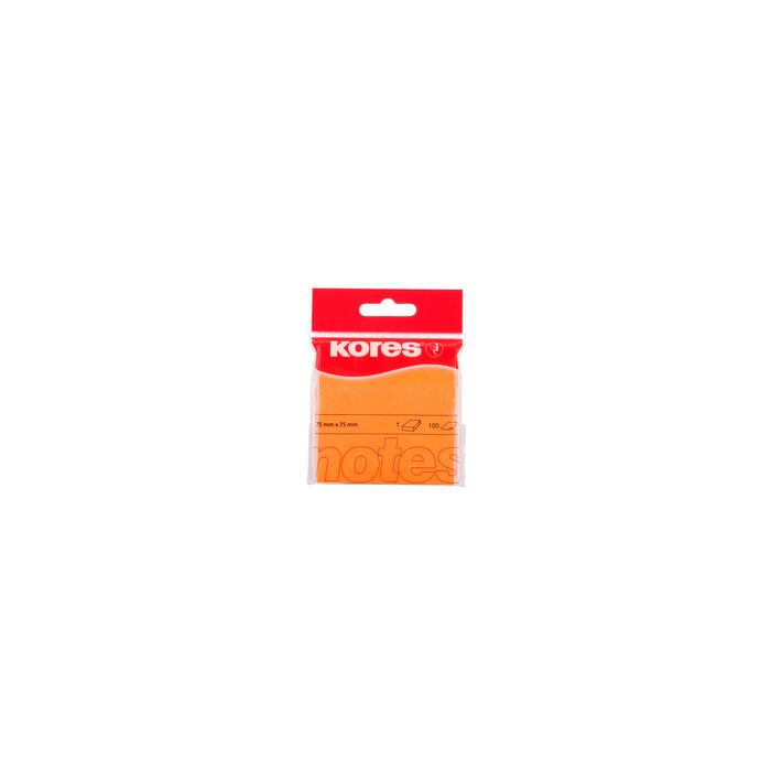 Kores Note adhésive "NEON", 75 x 75 mm, uni, orange fluo