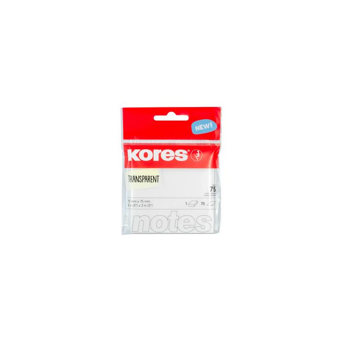 Kores Notes adhésives "TRANSPARENT", 75 x 75 mm, uni
