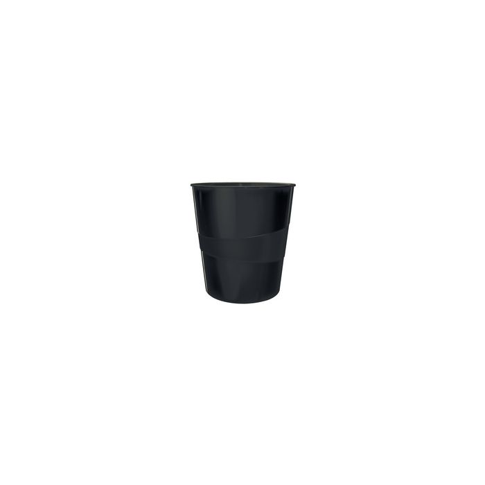 LEITZ Corbeille à papier WOW, en plastique, 15 litres, noir