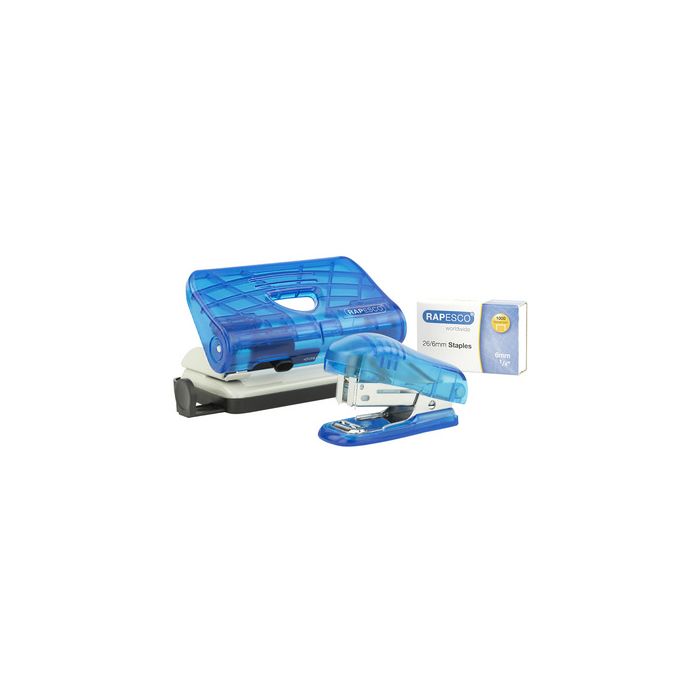 LEITZ Kit agrafeuse et perforateur, bleu transparent