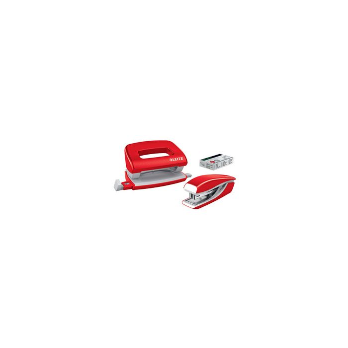 LEITZ kit mini agrafeuse et perforateur Nexxt WOW, rouge