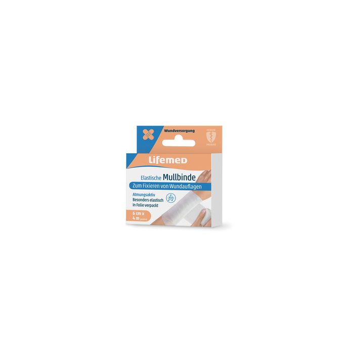 Lifemed Bande de gaze élastique, 60 mm x 4,0 m, blanc