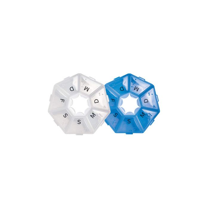 Lifemed Wochen-Pillendose, Kunststoff, transparent / blau