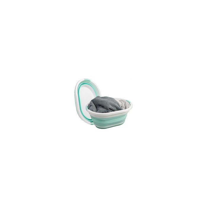 Linden Berg Corbeille à linge, pliable, turquoise/blanc