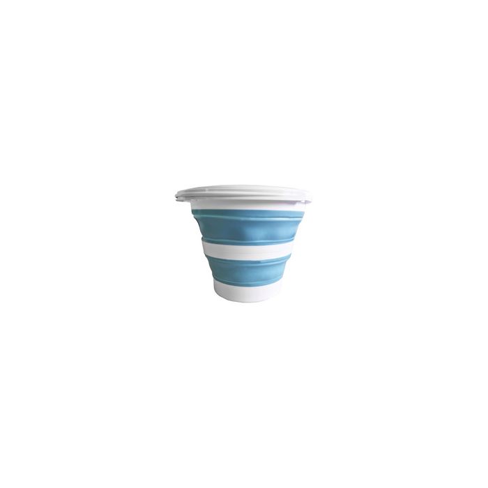 Linden Berg Seau, pliable, rond, 10 litres, bleu/blanc