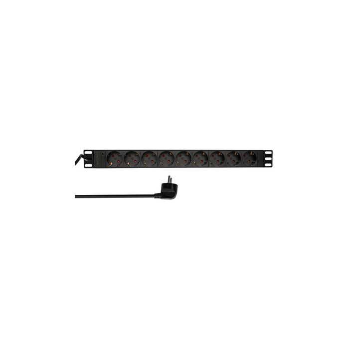 LogiLink 19" Steckdosenleiste, 9-fach, ohne Schalter,schwarz