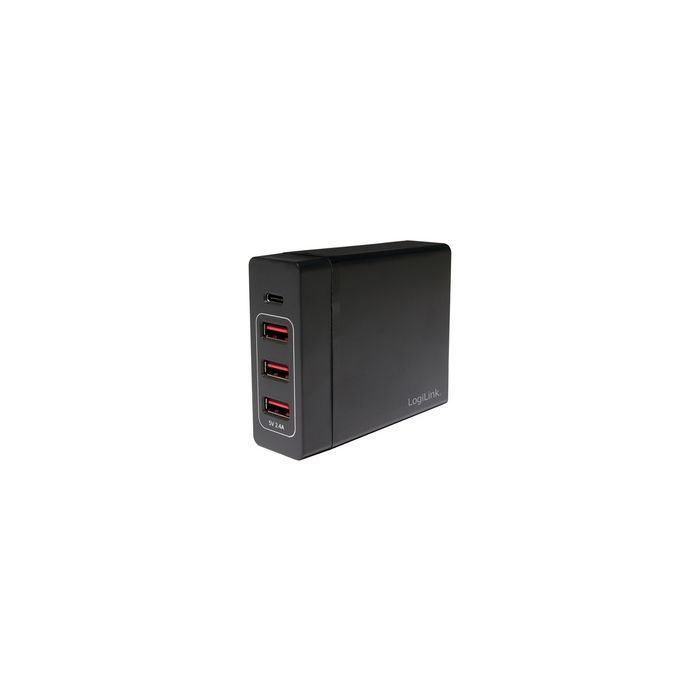 LogiLink Boîtier de chargement USB, 4 ports, 65 watt, noir