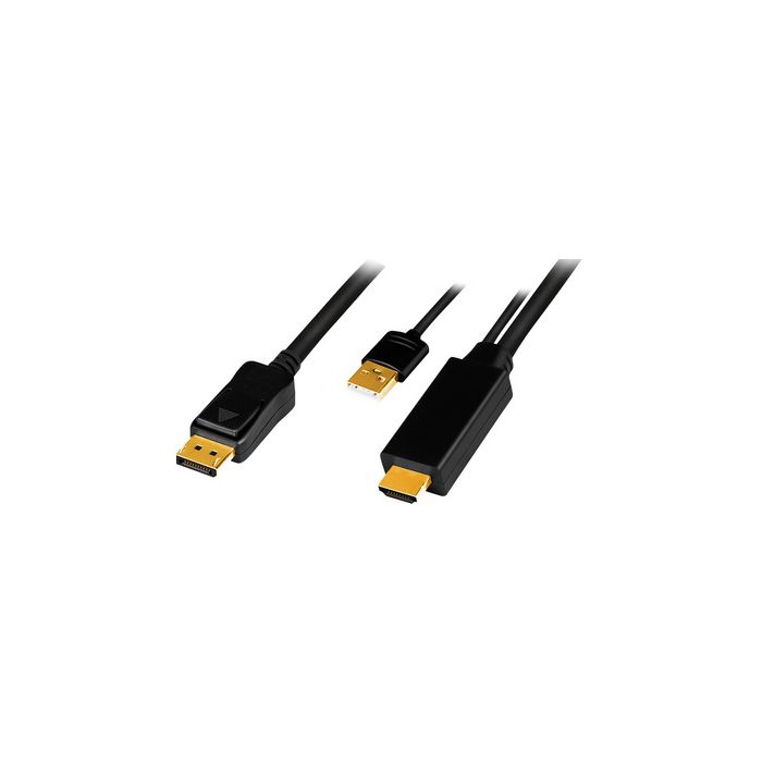 LogiLink Câble HDMI, connecteur HDMI-A + USB-A - DisplayPort