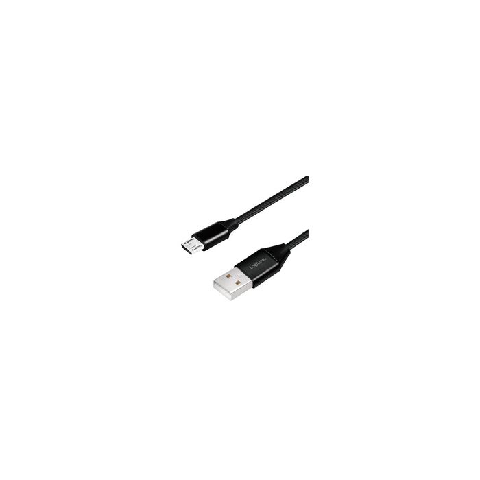 LogiLink Câble USB 2.0, USB-A - Micro USB, 0,3 m, noir