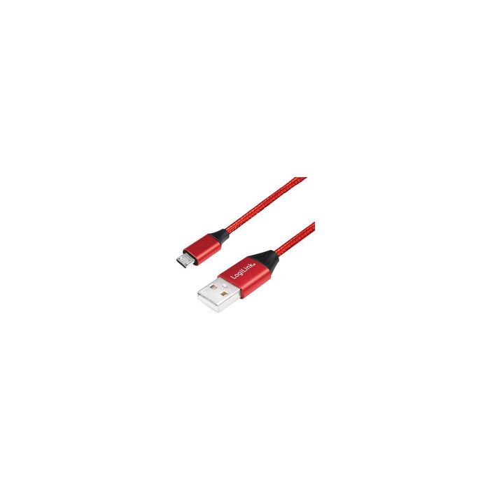 LogiLink Câble USB 2.0, USB-A - Micro USB, 0,3 m, rouge