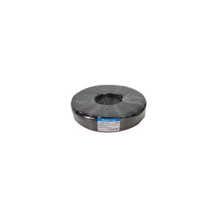 LogiLink Câble téléphonique, 100 m, 4 fils, plat, noir