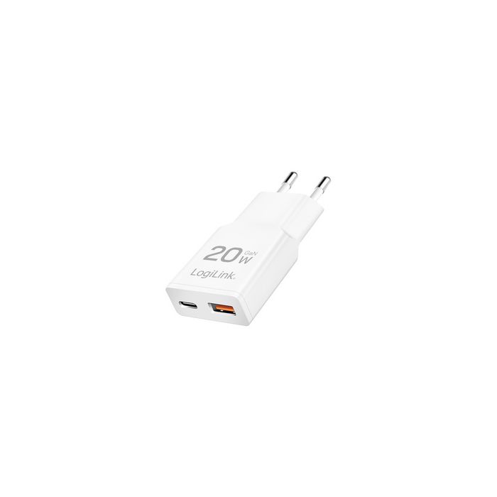 LogiLink Chargeur secteur USB, 1x USB-C (PD), 1x USB-A (QC)