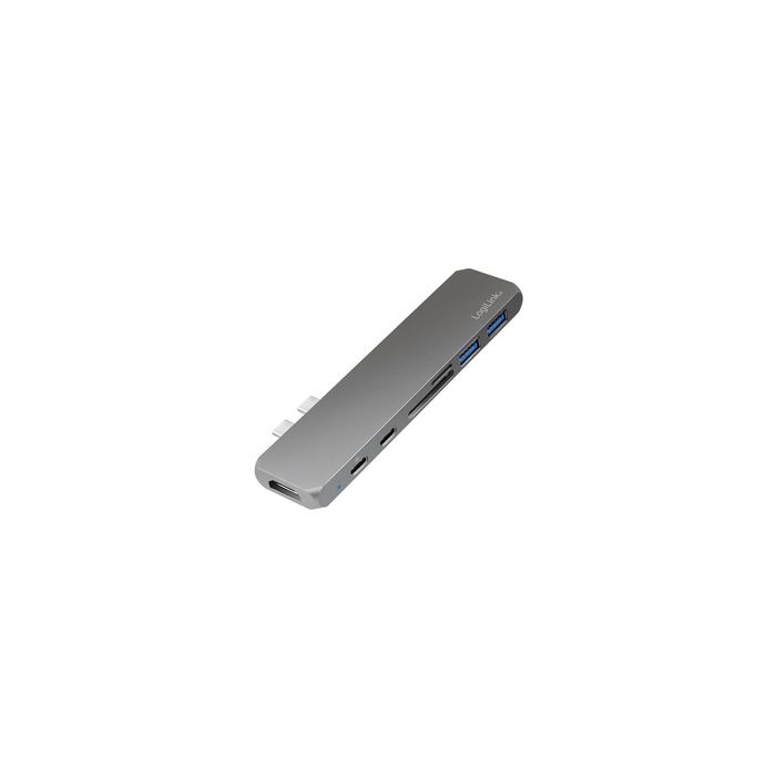 LogiLink Hub multifonction USB-C 7-en-1 avec PD, gris