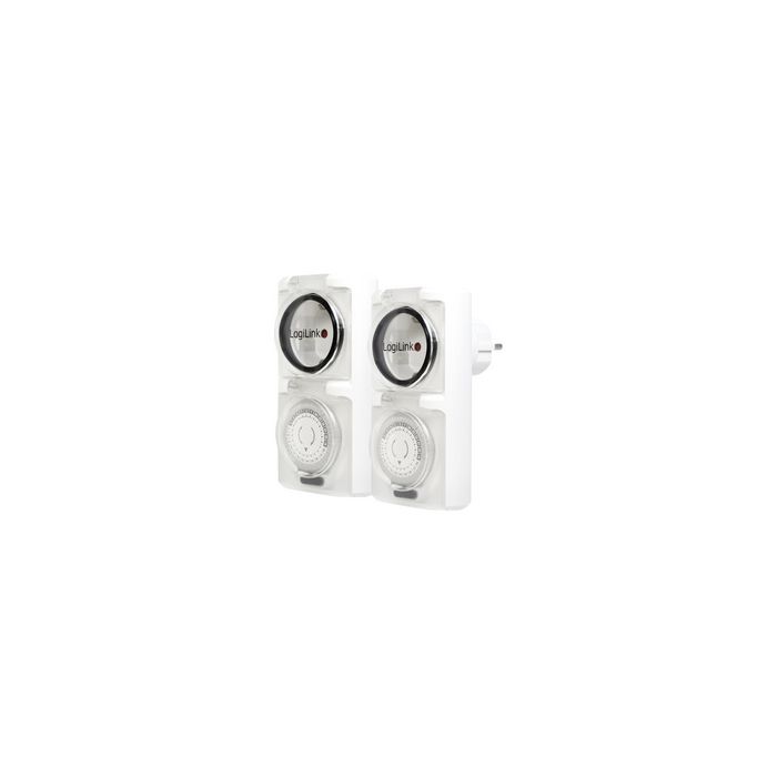 LogiLink Mechanische Zeitschaltuhr, 2er Set, IP44, weiß