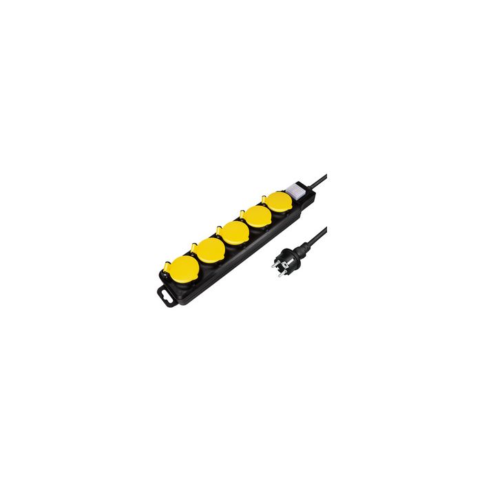 LogiLink Outdoor-Steckdosenleiste, 5-fach, schwarz, IP44