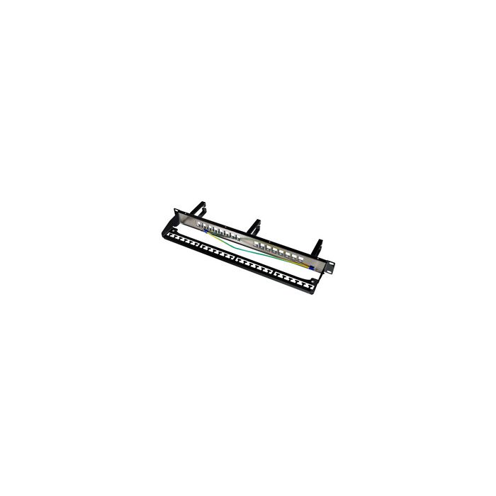 LogiLink Panneau de brassage Keystone 19", 16 ports, blindé