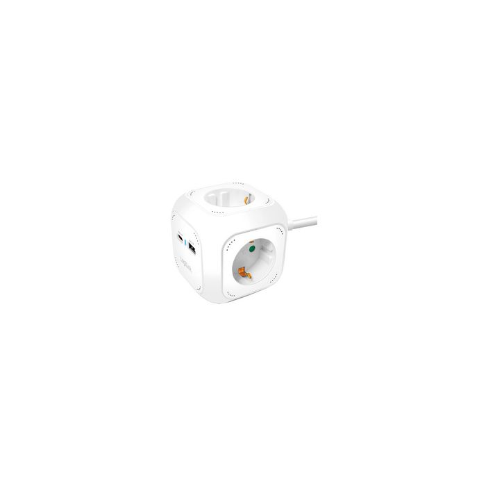 LogiLink Steckdosenwürfel, 4-fach + 2x USB, weiß