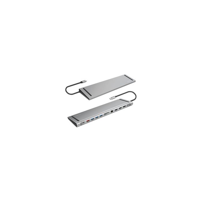 LogiLink USB 3.2 (Gen 2) Docking Station, 12-Port, silber