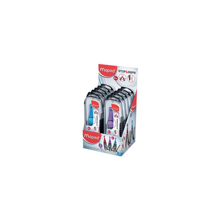 Maped Boîte de compas Stop & Safe avec bague d'adaptation, x10