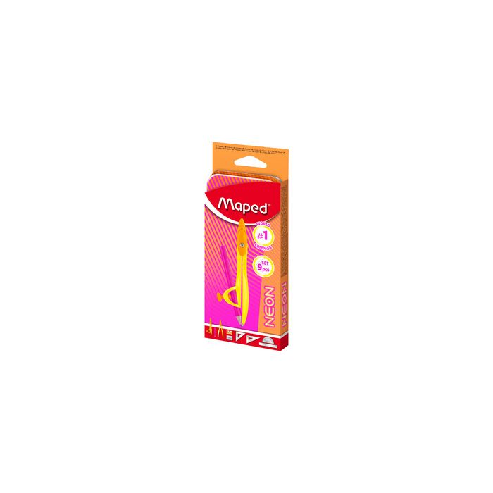 Maped Coffret de géométrie Mathset STUDY NEON, 9 pièces