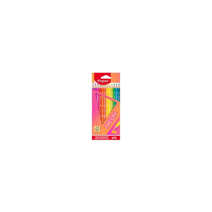 Maped Crayon de couleur triangulaire NEON, étui carton de 12