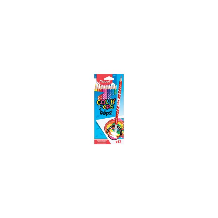 Maped Crayons de couleur COLOR'PEPS, effaçable, étui de 12