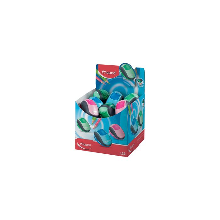 Maped Double taille-crayon Clean, assorti, présentoir de 24 x24