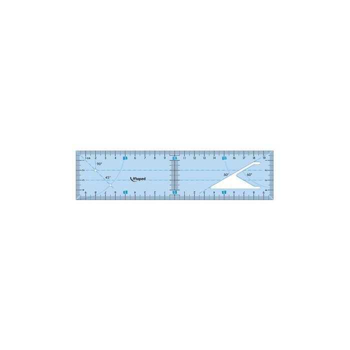 Maped Outil de traçage règle équerre 2en1, bleu transparent