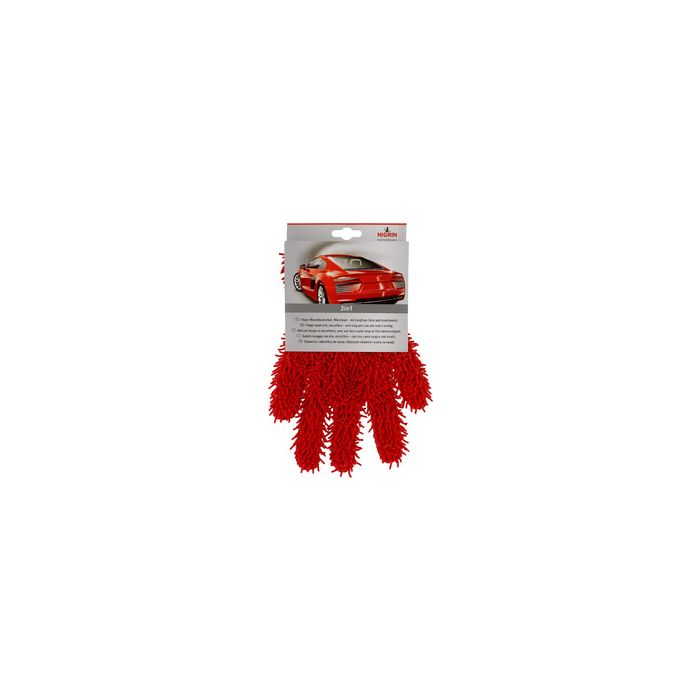 NIGRIN Gant de lavage avec doigts Performance, rouge