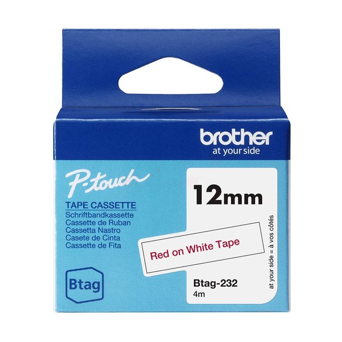 Rouleau d'étiquettes d'origine Brother BTAG232 - rouge, blanc