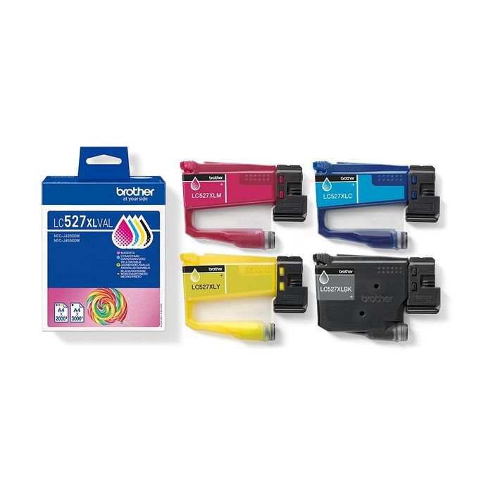 Cartouches d'origines Brother LC527XLVAL - multipack 4 couleurs : noire, cyan, magenta, jaune