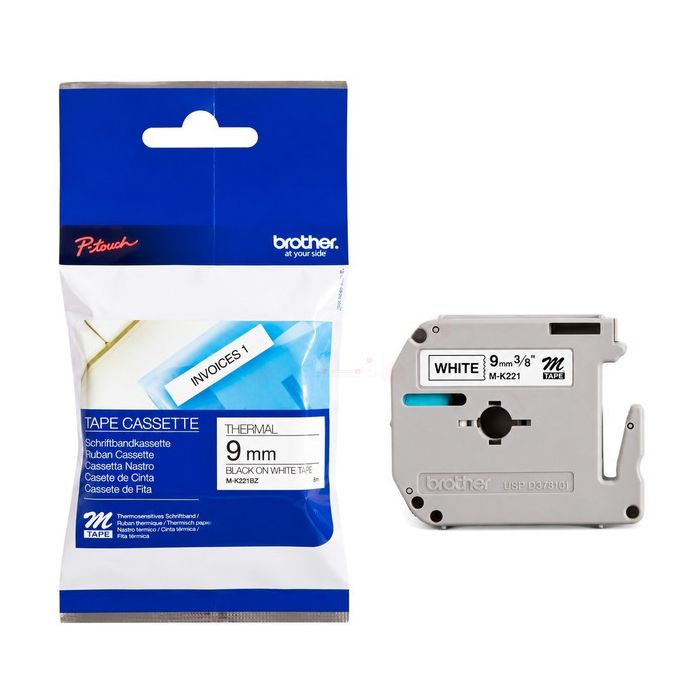 Ruban cassette d'origine Brother MK221BZ - noir, blanc