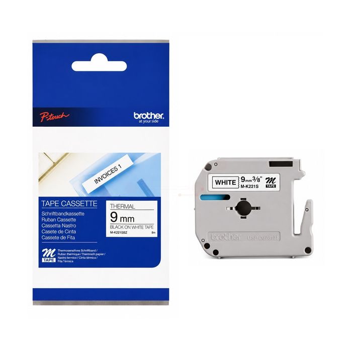 Ruban cassette d'origine Brother MK221SBZ - noir, blanc