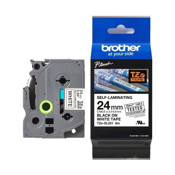 Ruban cassette d'origine Brother TZESL251 - noir, blanc