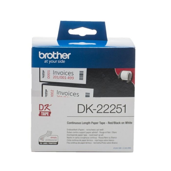 Étiquettes d'origines Brother DK22251 - noire, rouge, blanche