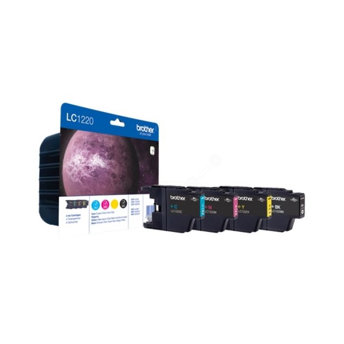 Cartouches d'origines Brother LC1220VALBP - multipack 4 couleurs : noire, cyan, magenta, jaune