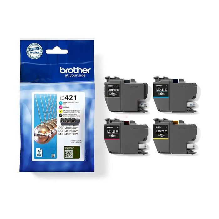 Cartouches d'origines Brother LC421VAL - multipack 4 couleurs : noire, cyan, magenta, jaune