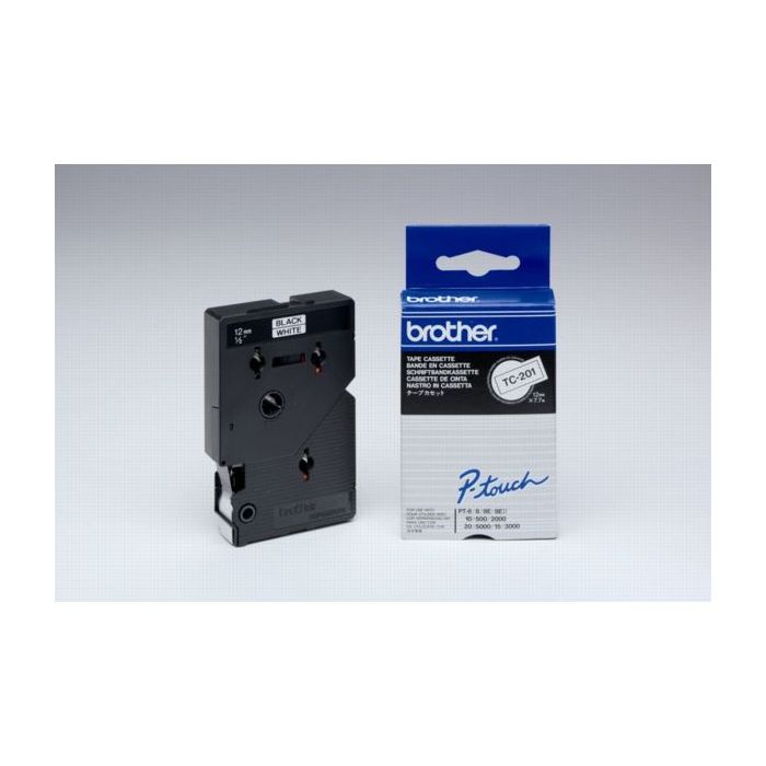 Ruban cassette d'origine Brother TC201 - noir, blanc