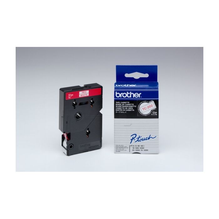 Ruban cassette d'origine Brother TC202 - rouge, blanc