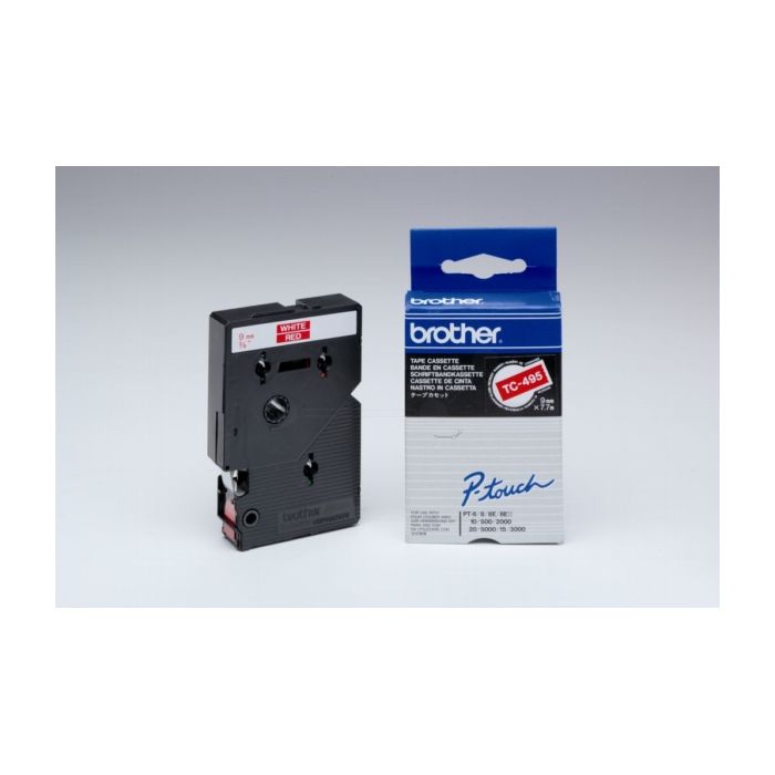 Ruban cassette d'origine Brother TC495 - rouge, blanc
