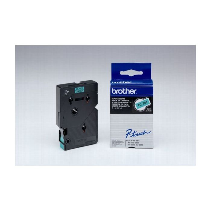 Ruban cassette d'origine Brother TC701 - noir, vert