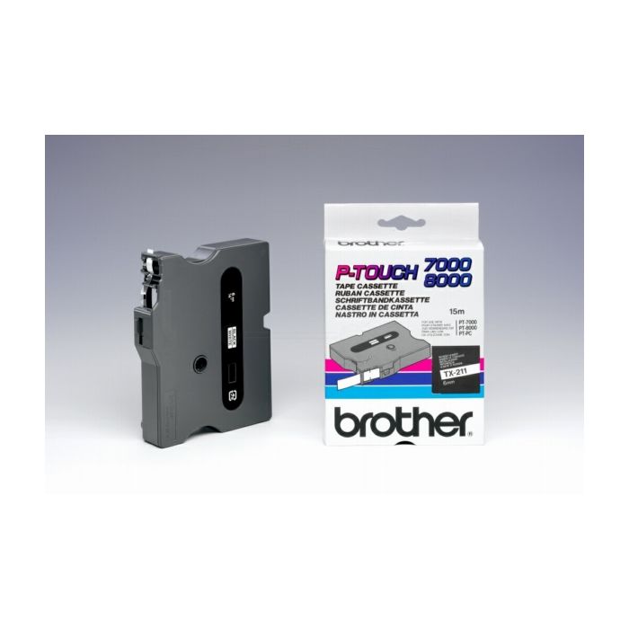 Ruban cassette d'origine Brother TX211 - noir, blanc