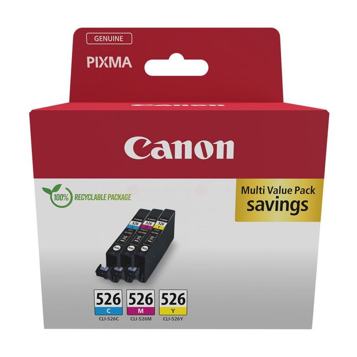 Cartouches d'origines Canon 4541B012 / CLI-526 - multipack 3 couleurs : cyan, magenta, jaune