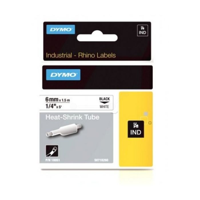 Gaines Thermorétractable d'origines Dymo 18051 / S0718260 - noire, blanche