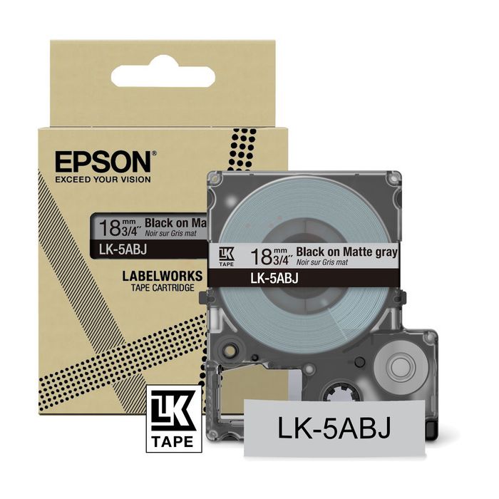 Rouleau d'étiquettes d'origine Epson C53S672087 / LK-5ABJ - noir, gris